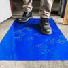 Blue dust control sticky mat with 30 adhesive sheets for trapping dust and debris